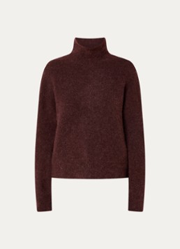 SAMSØE SAMSØE Dames Nola fijngebreide trui in alpaca wolblend met col in de kleur Aubergine, maat: XS