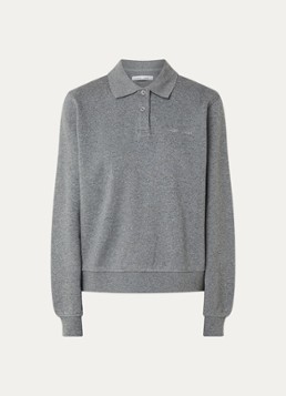 SAMSØE SAMSØE Dames Dory polo met logoborduring in de kleur Grijsmele, maat: XS