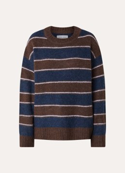 SAMSØE SAMSØE Dames Jeanne trui in alpaca wolblend met streepprint in de kleur Bruin, maat: M