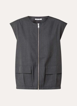 SAMSØE SAMSØE Dames Kelly gilet in wolblend met klepzakken in de kleur Grijsmele, maat: XS
