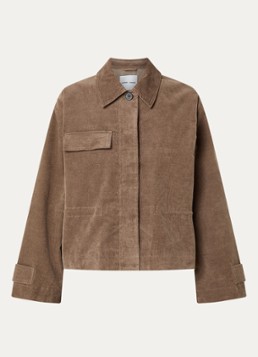 SAMSØE SAMSØE Dames Lixa jack van corduroy met borstzak en trompetmouw in de kleur Khaki, maat: S