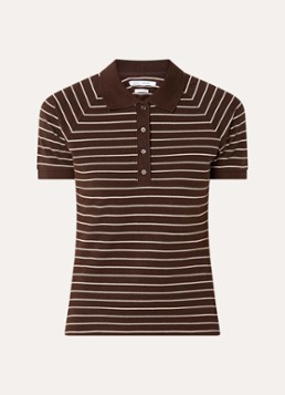 SAMSØE SAMSØE Dames Mia polo met streepprint in de kleur Bruin, maat: M