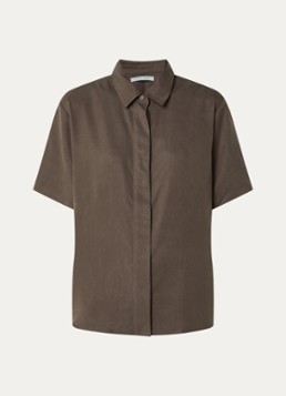 SAMSØE SAMSØE Dames Mina blouse met kraag in de kleur Bruin, maat: XS