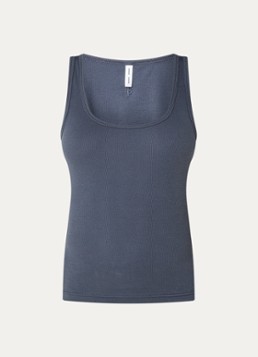 SAMSØE SAMSØE Dames Saamanza tanktop met ribstructuur in de kleur Staalblauw, maat: M