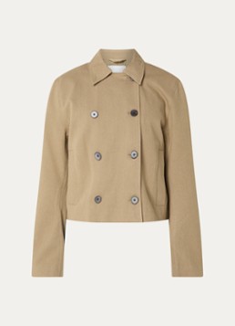 SAMSØE SAMSØE Dames Sakit double-breasted jack met steekzakken in de kleur Khaki, maat: S