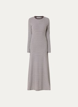 SAMSØE SAMSØE Dames Linas maxi jurk met streepprint in de kleur Donkerbruin, maat: M
