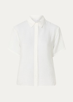 SAMSØE SAMSØE Dames Saminna semi-transparante blouse in zijdeblend met structuur in de kleur Gebroken wit, maat: M