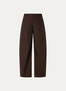 SAMSØE SAMSØE Dames High waist wide fit broek in linnenblend met steekzakken in de kleur Donkerbruin, maat: S
