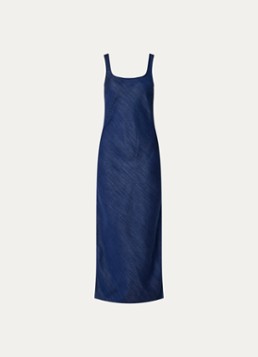 SAMSØE SAMSØE Dames Sasunna maxi jurk van chambray met split in de kleur Indigo, maat: M