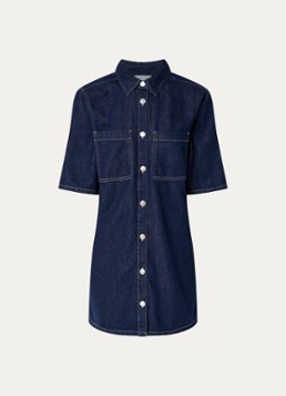 SAMSØE SAMSØE Dames Satilly mini denim blousejurk met borstzakken in de kleur Indigo, maat: M