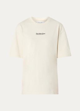 SAMSØE SAMSØE Heren Sauni T-shirt met front- en backprint in de kleur Ivoor, maat: XL