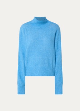 SAMSØE SAMSØE Dames Nola fijngebreide coltrui in alpaca wolblend in de kleur Blauw, maat: L