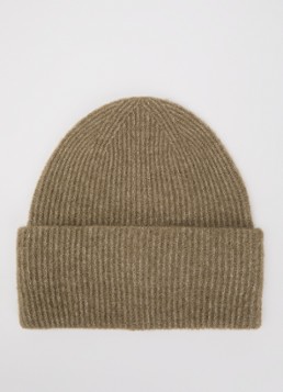 SAMSØE SAMSØE Dames Nor ribgebreide muts in alpaca wolblend in de kleur Zand, maat: ONE SIZE