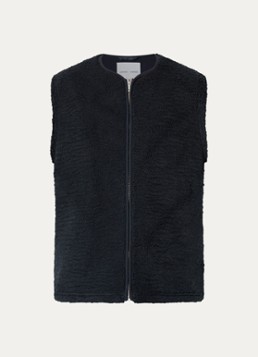 SAMSØE SAMSØE Dames Saautum gilet van teddy met steekzakken in de kleur Donkerblauw, maat: L