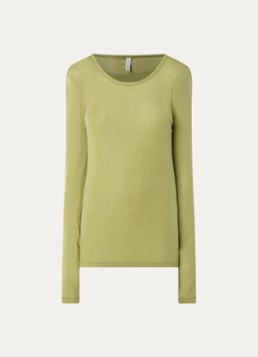 SAMSØE SAMSØE Dames Sadou longsleeve in wolblend met ronde hals in de kleur Mosgroen, maat: S