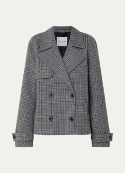 SAMSØE SAMSØE Dames Samarta double-breasted blazer in wolblend met ruitdessin in de kleur Grijsmele, maat: S