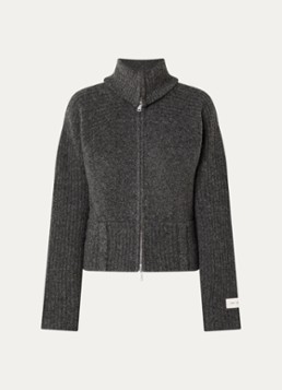 SAMSØE SAMSØE Dames Samirra grofgebreid vest in wolblend met opstaande kraag in de kleur Grijs, maat: L