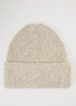 SAMSØE SAMSØE Dames Sapia ribgebreide muts in wolblend in de kleur Beige, maat: ONE SIZE