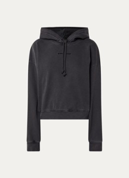SAMSØE SAMSØE Dames Saseven cropped hoodie met logoborduring in de kleur Zwart, maat: S