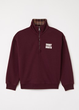 MC2 Saint Barth Jongens Eliade sweater met halve rits in de kleur Bordeauxrood, maat: 152