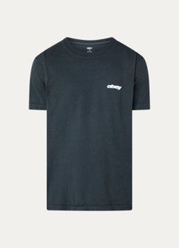 Obey Heren Bounce T-shirt met logo- en backprint in de kleur Antraciet, maat: L