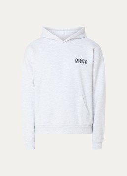 Obey Heren Disorder hoodie met logo- en backprint in de kleur Grijsmele, maat: L