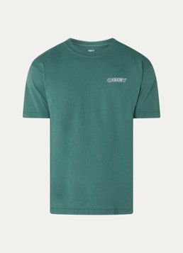 Obey Heren Ripple T-shirt met logo- en backprint in de kleur Groen, maat: M