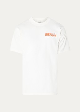 Obey Heren Speed Squad T-shirt met logo- en backprint in de kleur Gebroken wit, maat: S