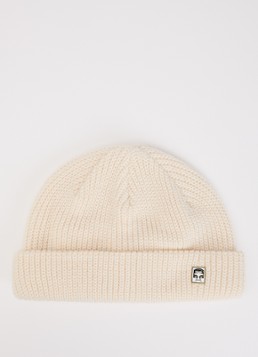 Obey Heren Micro ribgebreide muts met logo in de kleur Ivoor, maat: One Size