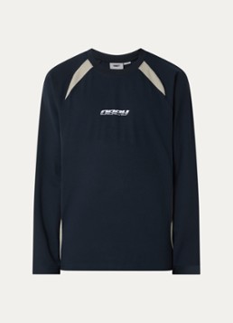 Obey Heren Delta longsleeve met logo- en backprint in de kleur Zwart, maat: XL