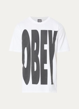 Obey Heren T-shirt met logoprint in de kleur Wit, maat: XL