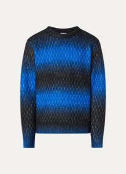 Obey Heren Haze grofgebreide trui met streepprint in de kleur Blauw, maat: XL