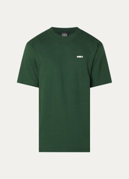 Obey Heren Quarter Eye T-shirt met logoprint in de kleur Donkergroen, maat: S