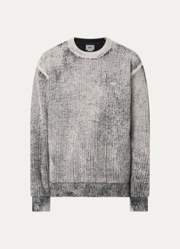 Obey Heren Spray Effect ribgebreide trui met logo in de kleur Grijs, maat: XL