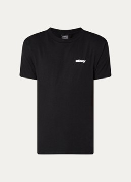 Obey Heren T-shirt met logo en backprint in de kleur Zwart, maat: S
