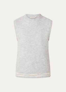 OLAF Dames Grofgebreide spencer met logo in de kleur Grijs, maat: XS