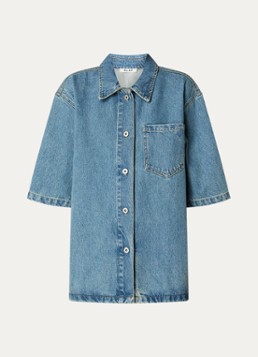 OLAF Dames Oversized spijkerjas met medium wassing en borstzak in de kleur Indigo, maat: M