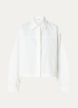 OLAF Dames Blouse met logoborduring in de kleur Wit, maat: XS