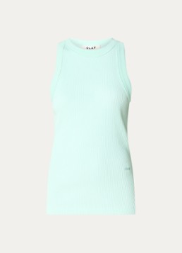 OLAF Dames Ribgebreide tanktop in de kleur Lichtblauw, maat: M