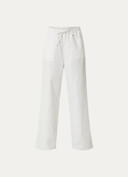OLAF Dames Mid waist straight fit broek met streepprint in de kleur Wit, maat: M