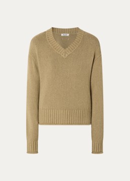OLAF Dames Grofgebreide trui met ronde hals in de kleur Khaki, maat: XS