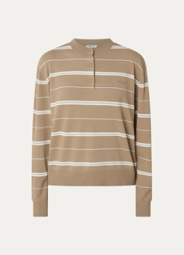 OLAF Dames Fijngebreide pullover met streepprint in de kleur Bruin, maat: S