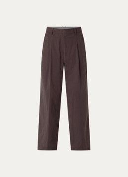OLAF Dames High waist straight fit pantalon met steekzakken in de kleur Bruin, maat: S