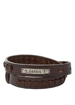 Fossil Heren Wikkelarmband van leer JF87354040 in de kleur Bruin