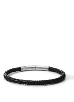 Fossil Heren Wikkelarmband van gevlochten leer JF00510797 in de kleur Zwart