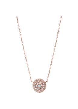Fossil Dames Ketting met hanger met parel JF01740791 in de kleur Roségoud