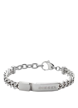 Diesel Heren Schakelarmband met logo DX0966040 in de kleur Zilver