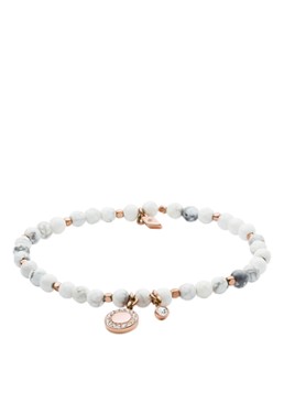 Fossil Dames Kralenarmband met halfedelsteen JA6934791 in de kleur Wit