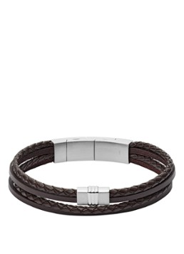 Fossil Heren Armband van leer JF02934040 in de kleur Bruin