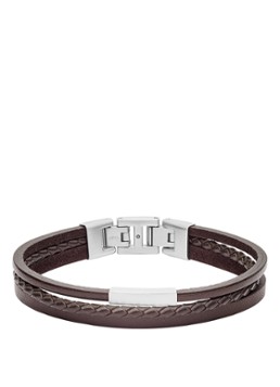 Fossil Heren Armband van leer JF03323040 in de kleur Bruin